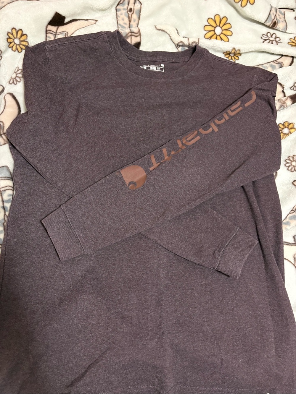 Carhartt Long Sleeve Crewneck Shirt - Brown Heather with Tan Logo